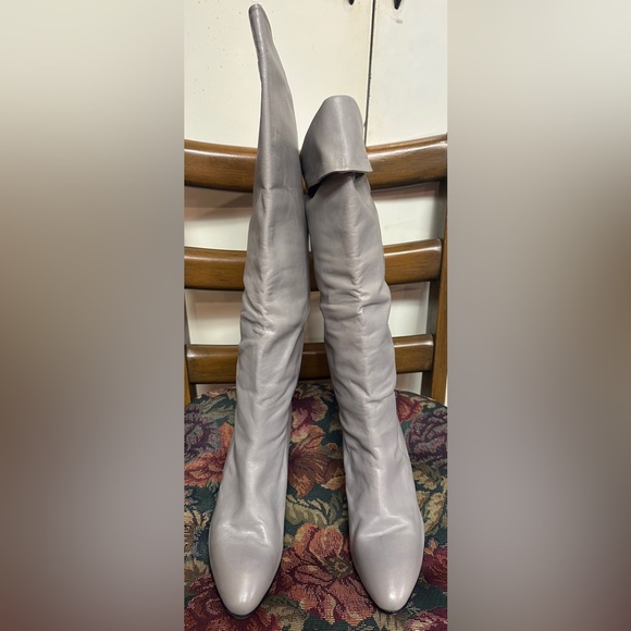 Vintage Chantal Slouch Knee Boots Gray Smooth Leather Women’s Size EU/39.5 US/8 - Picture 4 of 16